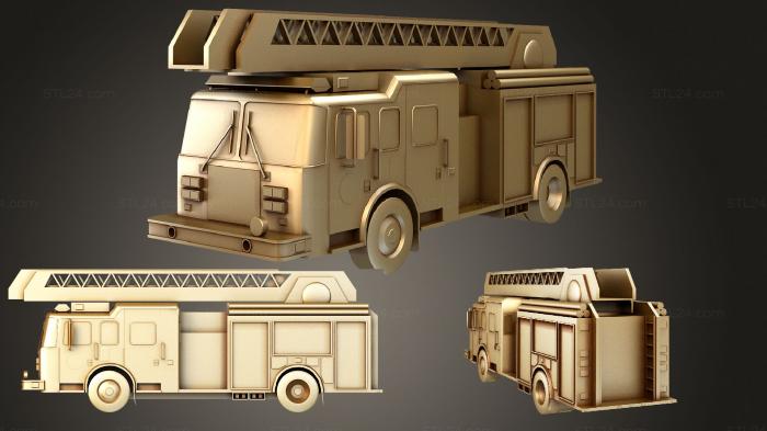 Автомобили и транспорт (Пожарная машина Новая, CARS_1500) 3D модель для ЧПУ станка